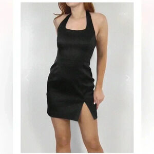 Cache Black Halter Mini Dress